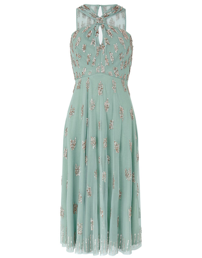 Gracella Sequin Halterneck Dress, Green (GREEN), large