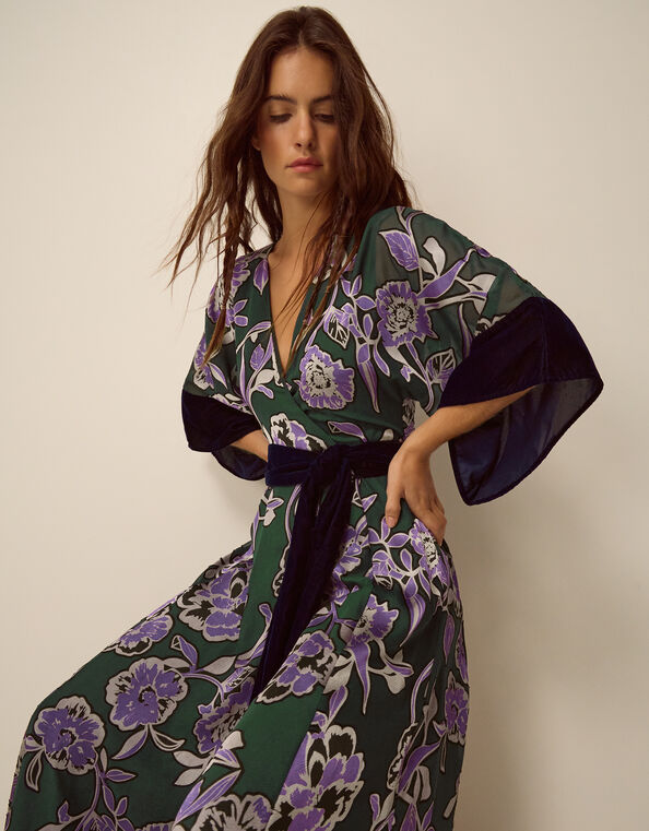 Willow Floral Print Midi Dress, Green (GREEN), large