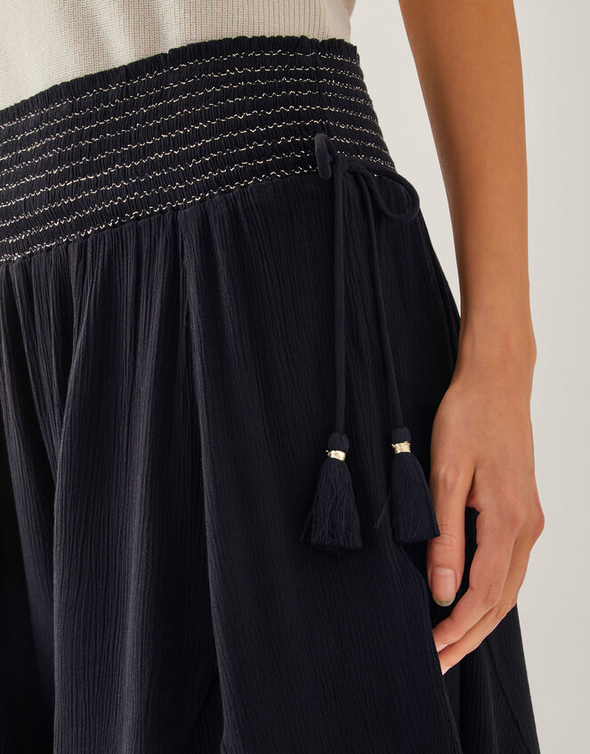 Heidi Metallic Shirred Shorts Black