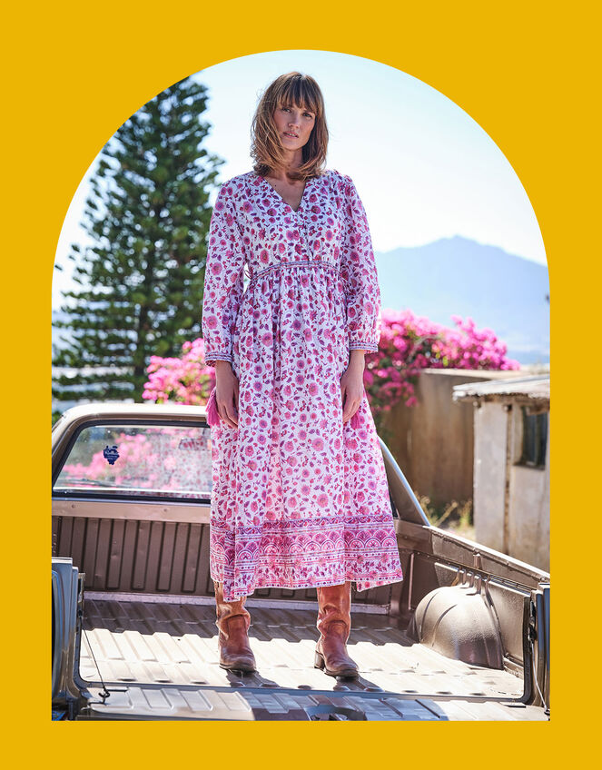 Dilli Grey Soraya Print Dress, Pink (PINK), large