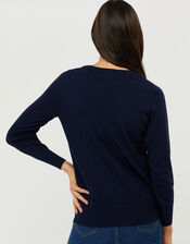 Nina Ombre Star Knit Jumper with Recycled Polyester, Blue (NAVY), large