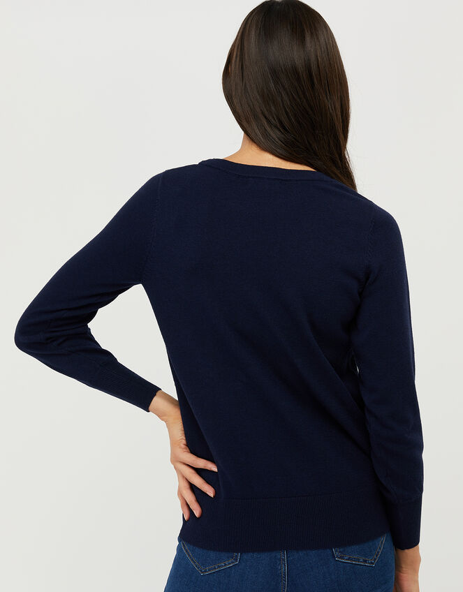 Nina Ombre Star Knit Jumper with Recycled Polyester, Blue (NAVY), large