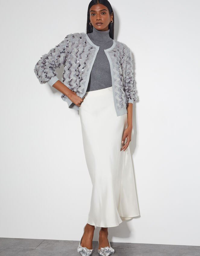 Sienna Sequin Embellished Cardigan , Grey (GREY), large