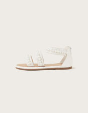 Pearly Strap Sandals, Ivory (IVORY), large
