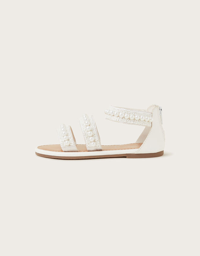 Pearly Strap Sandals, Ivory (IVORY), large