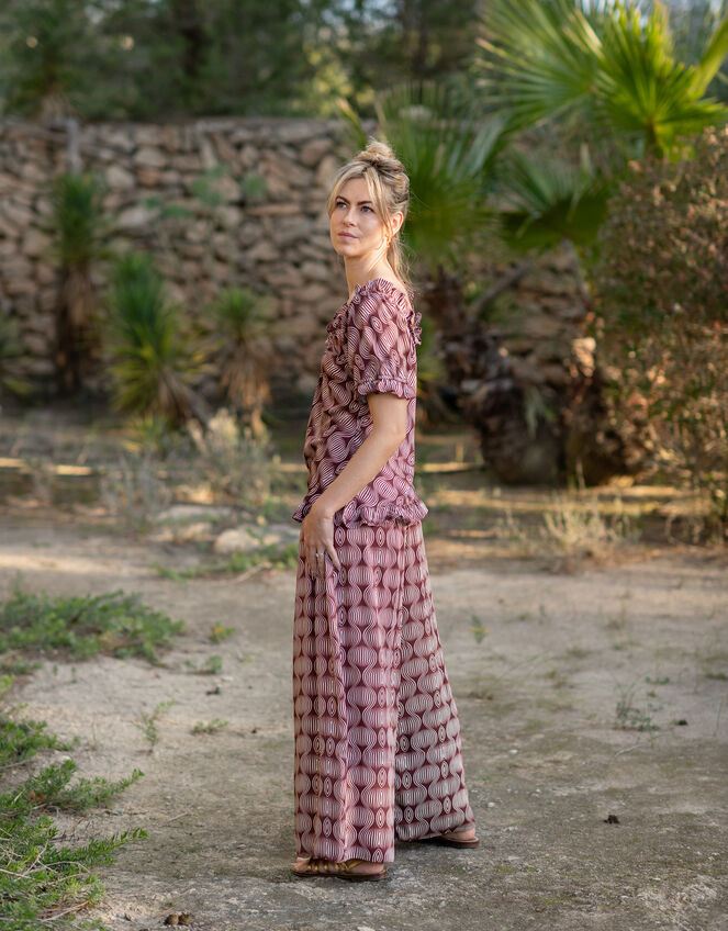 Lyrical Sisters Hourglass Print Top, Brown (BROWN), large