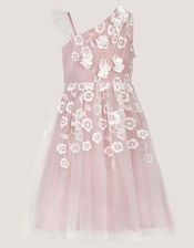 Liza Embroidered Asymmetrical Party Dress, Pink (PINK), large