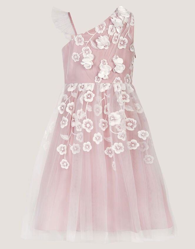 Liza Embroidered Asymmetrical Party Dress, Pink (PINK), large