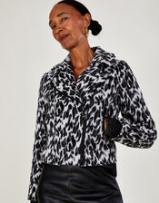 Annie Animal Print Biker Jacket, Grey (GREY), large