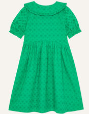 Broderie Dress With Collar, Green (GREEN), large