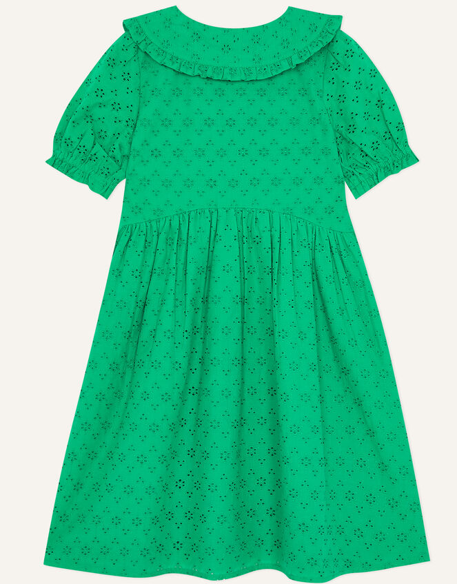 Broderie Dress With Collar, Green (GREEN), large