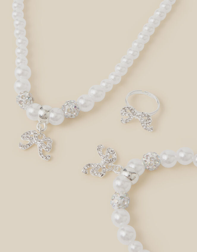 Pearl Beaded Bow Bridesmaid Jewellery Set, , large