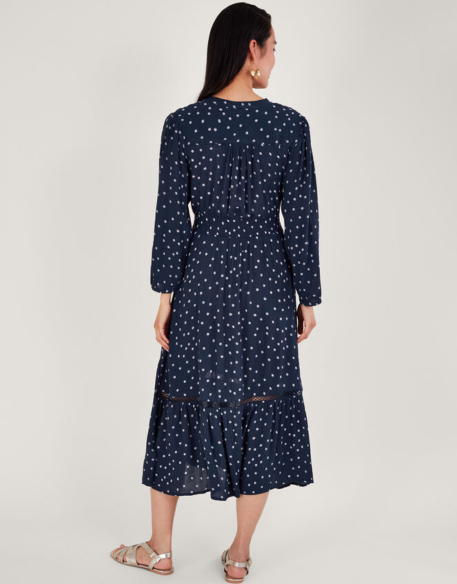 Spot Cutwork Midi Dress Blue | Day Dresses | Monsoon UK.