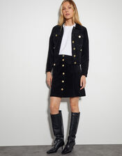 Oriana Button Mini Skirt, Black (BLACK), large
