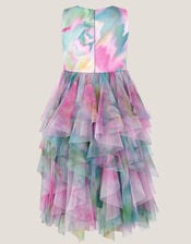 Watercolour Sleeveless Ruffle Party Dress, Multi (MULTI), large