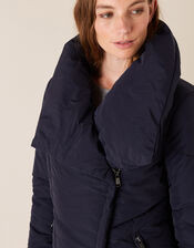 Dhalia Short Padded Coat in Recycled Fabric, Blue (NAVY), large