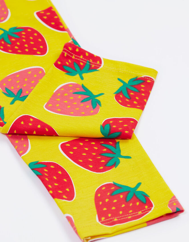 Frugi Libby Strawberry Printed Leggings, Yellow (YELLOW), large