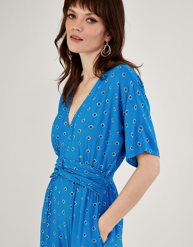 Diamond Print Jumpsuit, Blue (BLUE), large