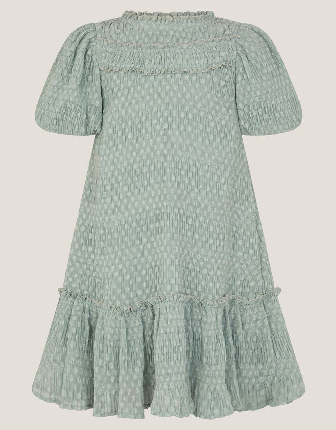 Textured Polka Dot Party Dress, Green (GREEN), large