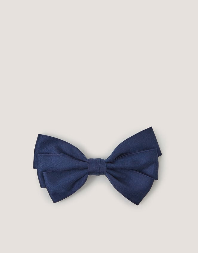 School Bow Hair Clip, Blue (NAVY), large