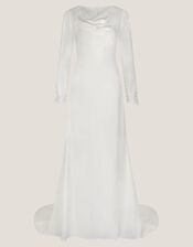 Aleah Long Sleeve Cowl Lace Wedding Dress, Ivory (IVORY), large