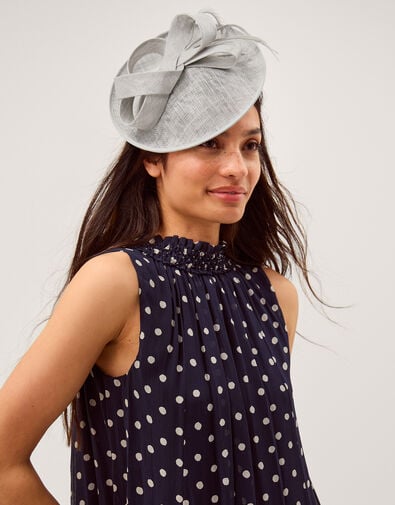 Lynelle Bow Disc Fascinator, Silver (SILVER), large