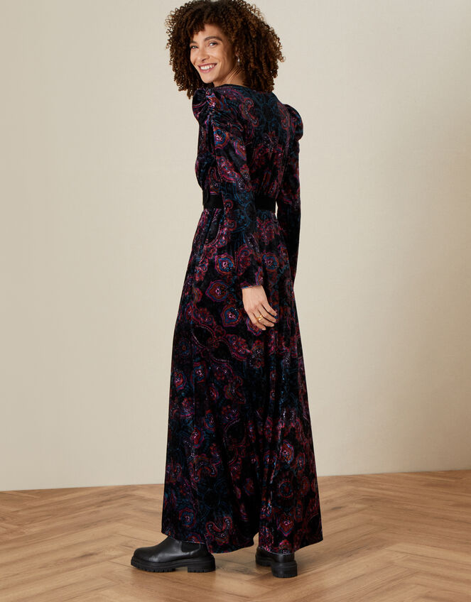 Victoria Printed Maxi Dress, Black (BLACK), large