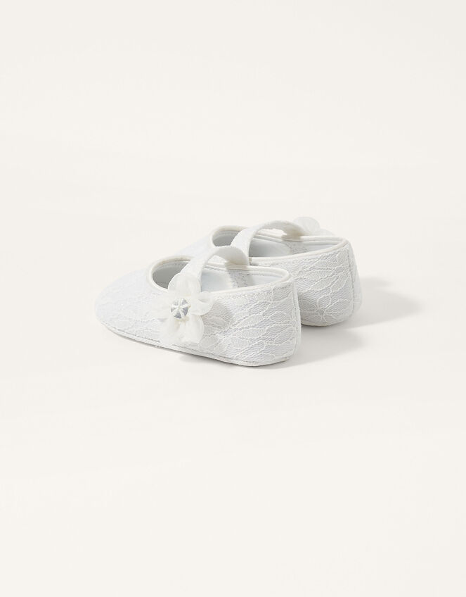 Lace Bow Booties, Ivory (IVORY), large