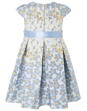Baby Petal Jacquard Occasion Dress, Blue (BLUE), large