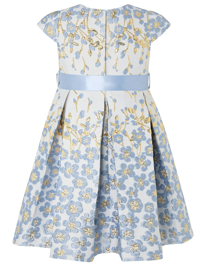 Baby Petal Jacquard Occasion Dress, Blue (BLUE), large