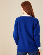 Besi Batwing Floral Embroidered Jumper, Blue (COBALT), large