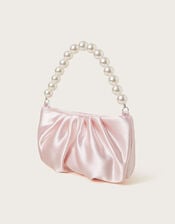 Pearl Strap Satin Party Bag, Nude (NUDE), large