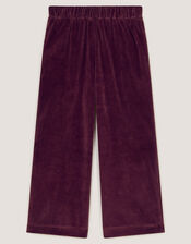 Bow Embellished Velour Trousers, Brown (BROWN), large