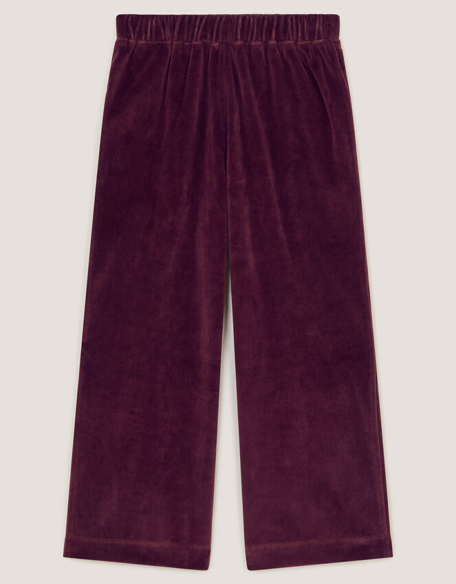 Bow Embellished Velour Trousers, Brown (BROWN), large