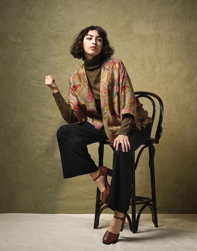 One Hundred Stars Autumn Chintz Kimono, , large
