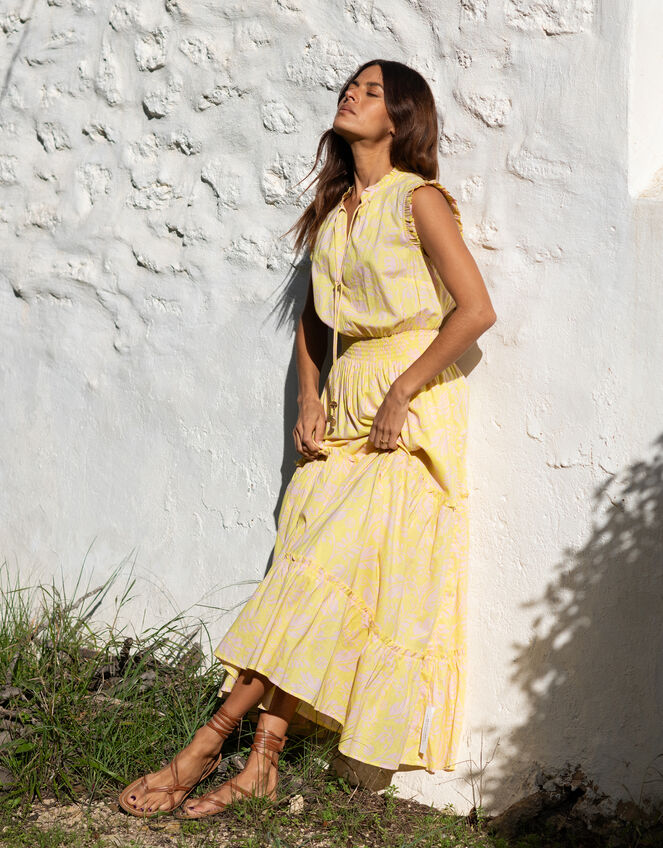 La Galeria Elefante Floral Print Midi Dress, Yellow (YELLOW), large