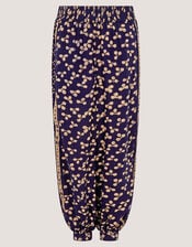 Clover Print Harem Trousers, Blue (NAVY), large