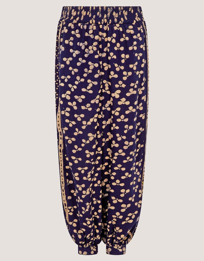 Clover Print Harem Trousers, Blue (NAVY), large