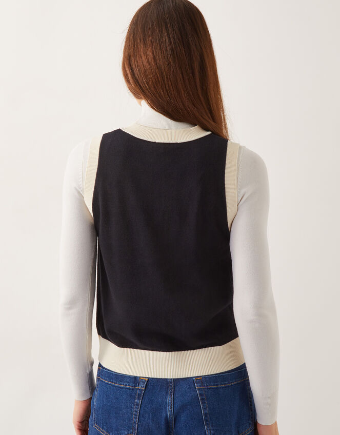 Sala Two Tone Knit Vest, Black (BLACK), large