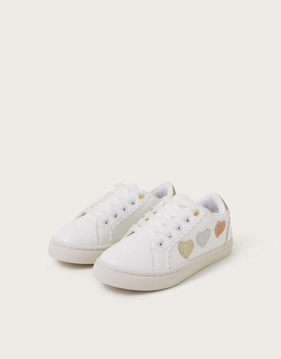 Sparkle Heart Trainers, Ivory (IVORY), large