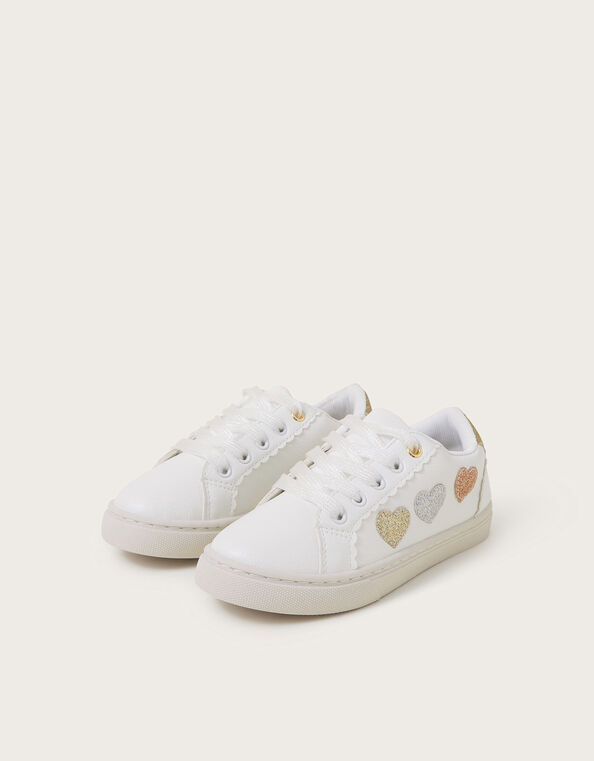 Sparkle Heart Trainers, Ivory (IVORY), large