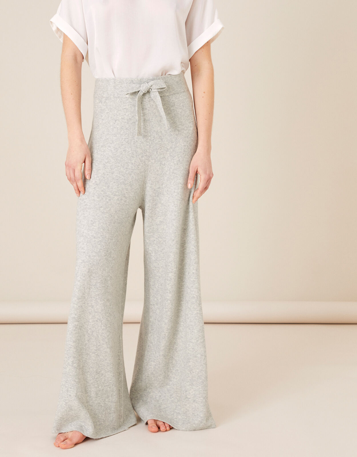 Wide Leg Knit Lounge Trousers Grey