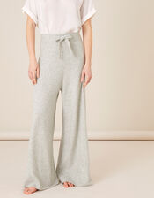 Wide-Leg Knit Lounge Trousers , Grey (GREY), large