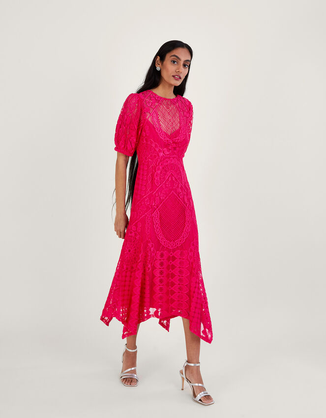 Embeth Lace Hanky Hem Dress, Pink (PINK), large