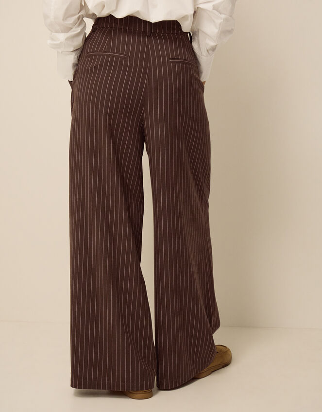 Jen Pinstripe Wide Leg Trousers, Brown (CHOCOLATE), large