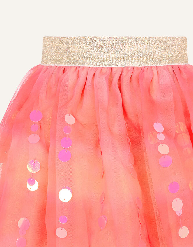 Sequin Tie Dye Skirt , Orange (CORAL), large