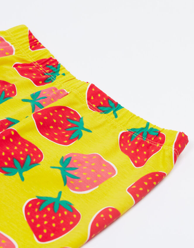 Frugi Libby Strawberry Printed Leggings, Yellow (YELLOW), large