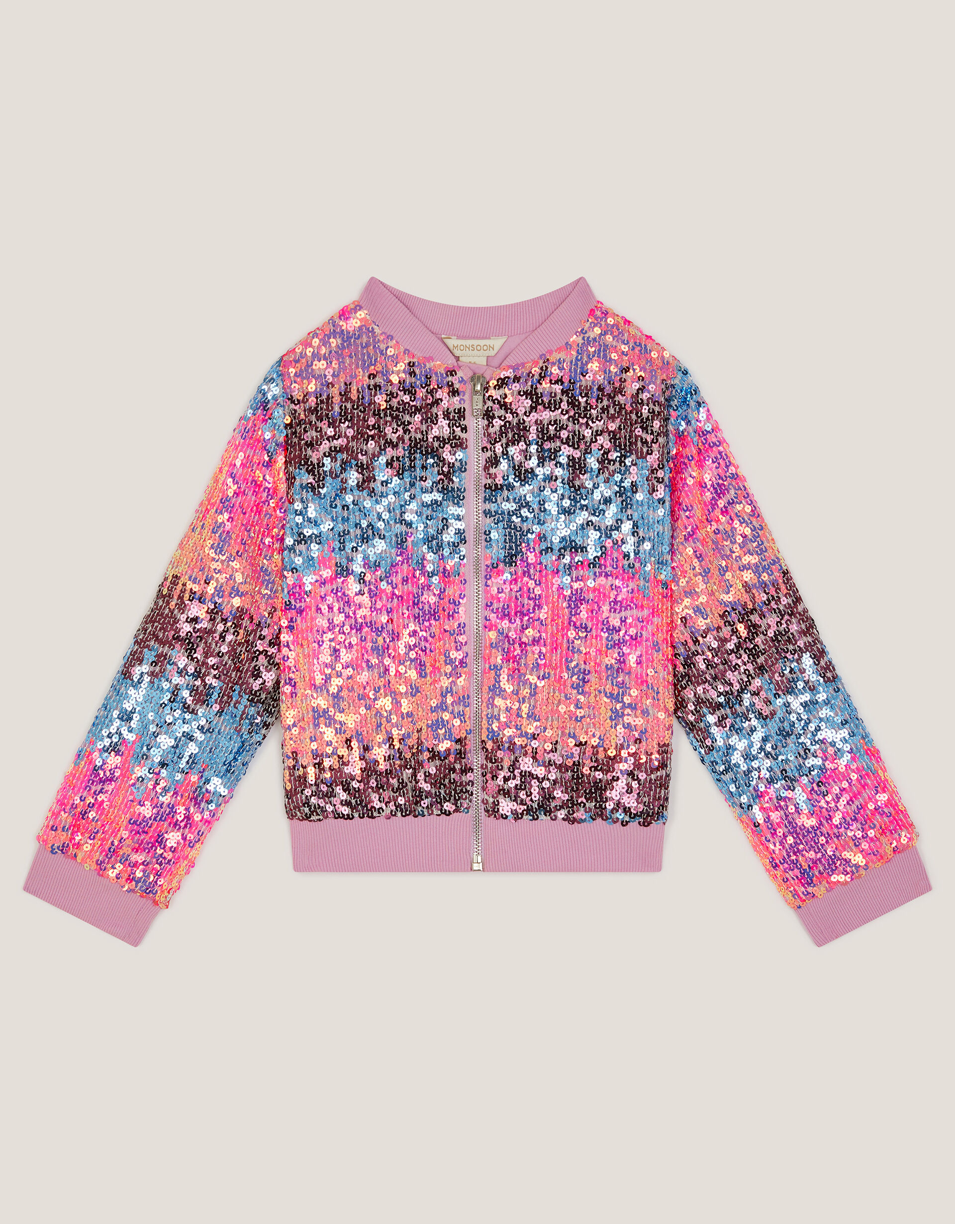 Ombré Sequin Bomber Jacket Multi