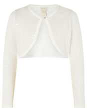 Sequin Crop Cardigan, Ivory (IVORY), large