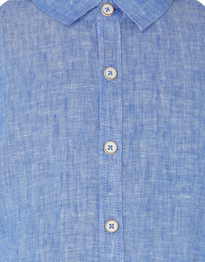 Luke Linen Short Sleeve Shirt, Blue (BLUE), large